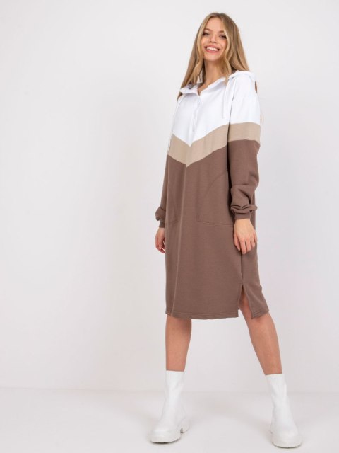 Sukienka RV-SK-7462.00 biało-brązowy L/XL