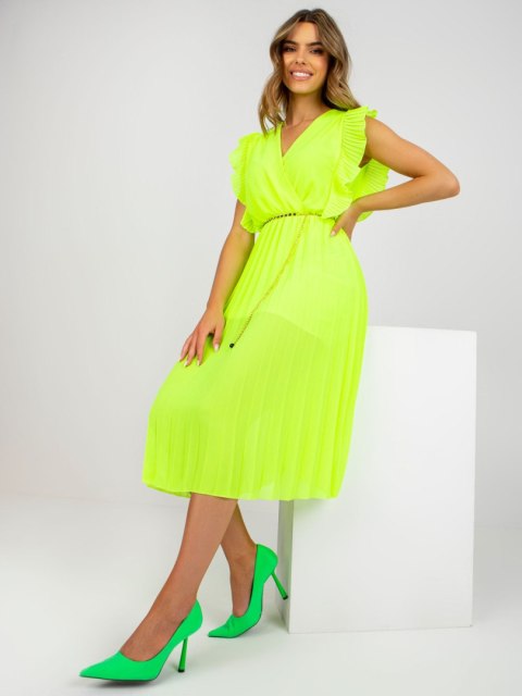 Sukienka DHJ-SK-1155.85 fluo żółty