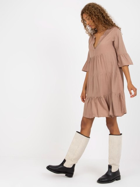 Sukienka D73761M30214A3 ciemny bezowy S