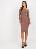 Sukienka EM-SK-674.26P brązowy