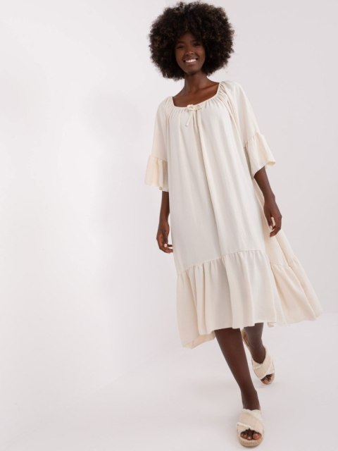 Sukienka DHJ-SK-6057.93 jasny beżowy