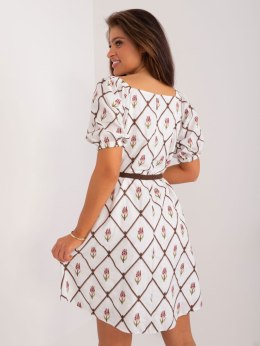 Sukienka LK-SK-509406.31 biało-brązowy L/XL