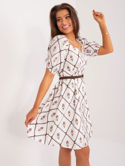 Sukienka LK-SK-509406.31 biało-brązowy L/XL