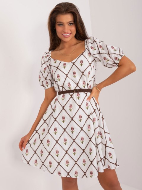 Sukienka LK-SK-509406.31 biało-brązowy L/XL