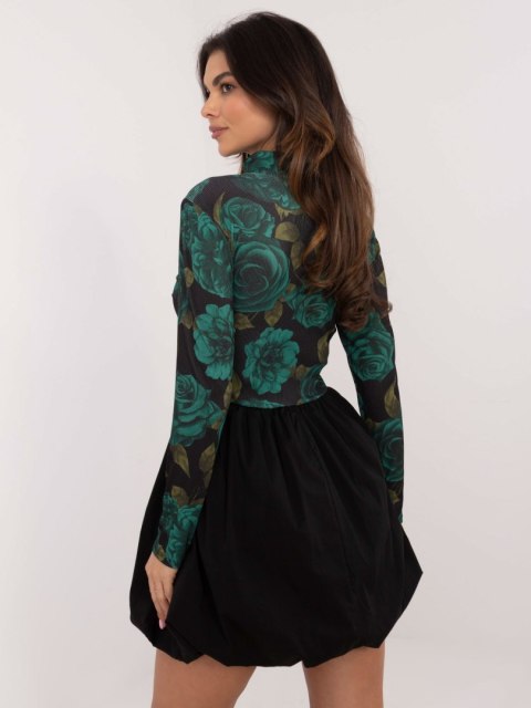 Sukienka DHJ-SK-19959.35 czarno-zielony