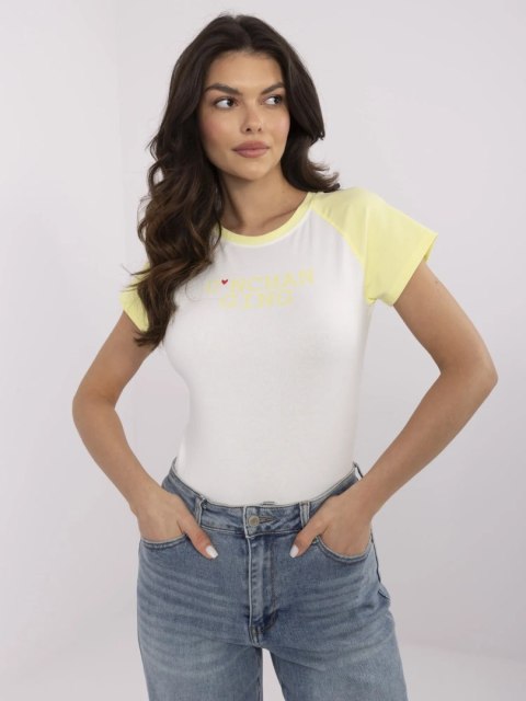 T-shirt NM-TS-V7939.50 biało-żółty