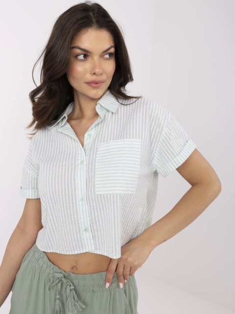 Koszula NM-KS-KA-01148.50P biało-zielony M/L