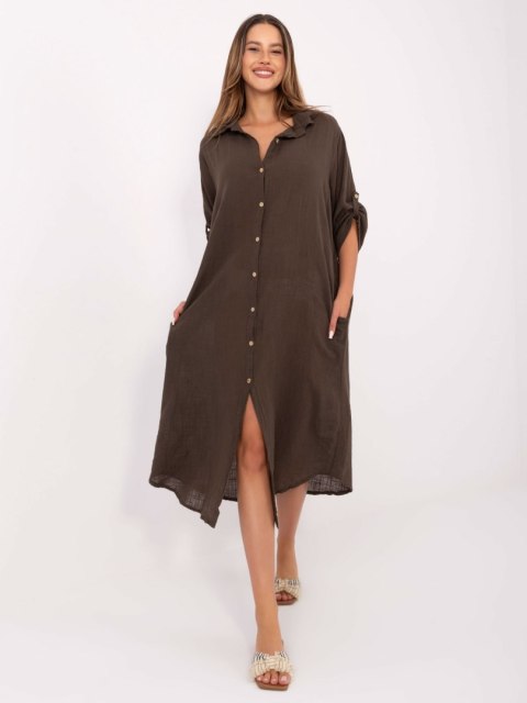 Sukienka TW-SK-BI-24135.81 ciemny brązowy