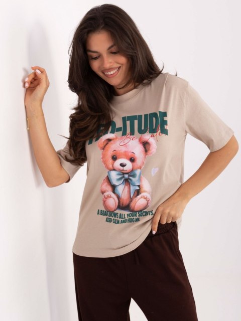 T-shirt D12083AI02799A beżowy S