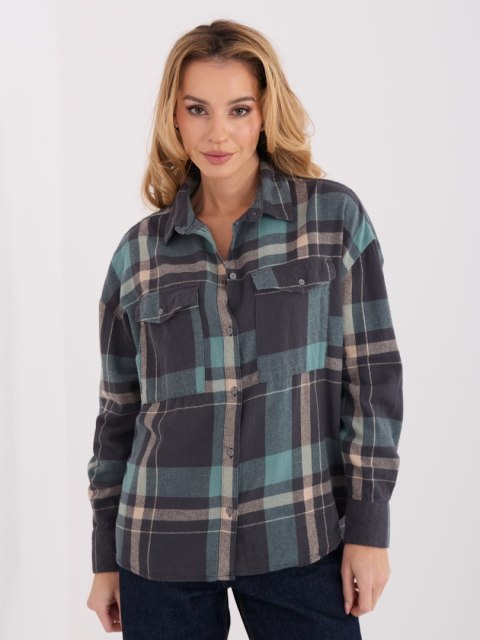 Koszula D71720Z11085B szaro-niebieski M