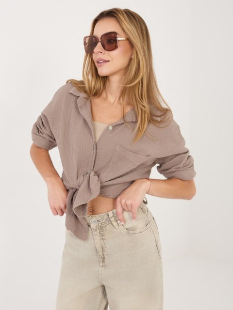 Koszula MI-KS-2337.77 ciemny bezowy