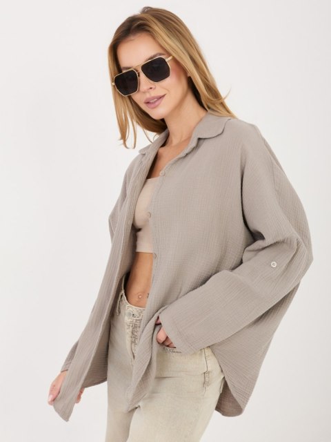 Koszula MI-KS-82377.83 ciemny bezowy