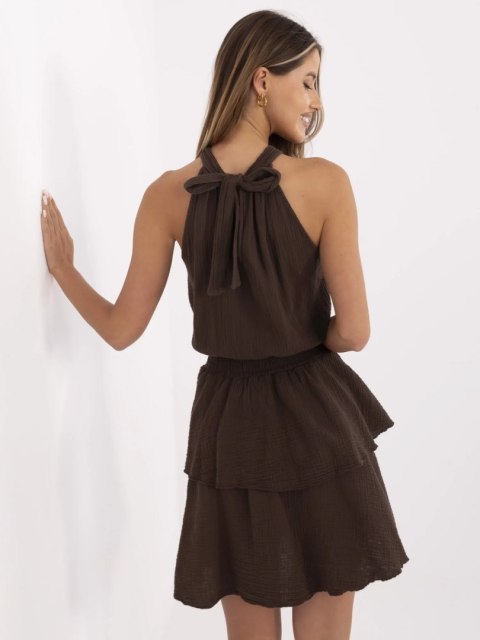 Sukienka MI-SK-92166.71P ciemny brązowy