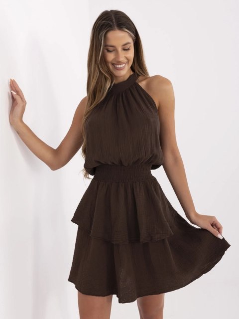 Sukienka MI-SK-92166.71P ciemny brązowy