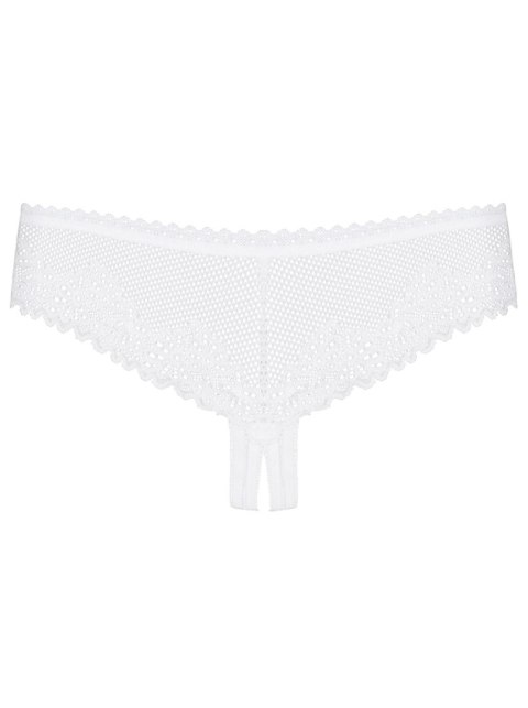Białe koronkowe stringi otwarte Alabastra Obsessive L/XL