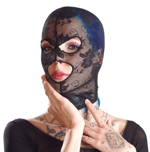 Maska BDSM koronkowa czarna Bad Kitty