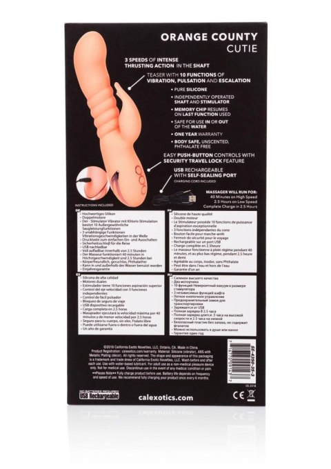 Wibrator silikonowy Calexotics Orange County Cutie pomarańczowy USB