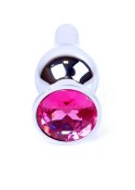 Biżuteria analna HeavyFun srebrna z różowym diamencikiem 9,5 cm