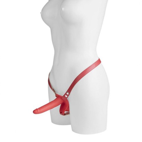 Podwójny strap on Real Safe czerwony 14 5 cm