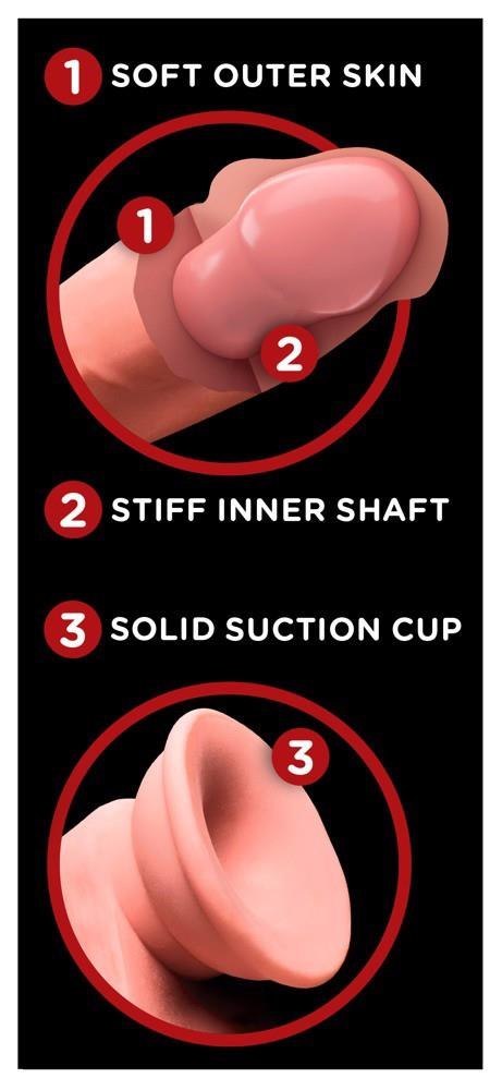 Dildo z cyberskóry King Cock Plus z kołyszącymi jądrami 19,5 cm