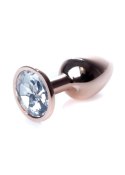 Biżuteria analna stalowa HeavyFun Red Gold Clear 7 cm