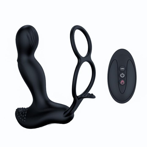Masażer prostaty silikonowy z pilotem i grzaniem 12,5 cm czarny