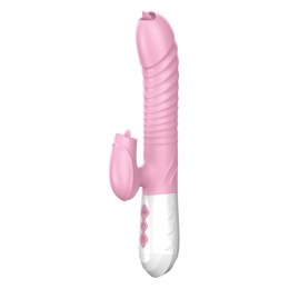 Różowy silikonowy wibrator USB 7 funkcji z pchnięciem i ogrzewaniem