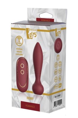 Wibrujący korek analny silikonowy Romance Romy bordowy z pilotem USB