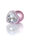 Biżuteria analna stalowa z diamencikiem różowym 9 cm