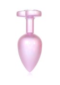 Biżuteria analna stalowa z diamencikiem różowym 9 cm