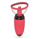 Stymulator z ssaniem i wibrującymi językami Crushious Scarlet USB