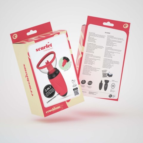 Stymulator z ssaniem i wibrującymi językami Crushious Scarlet USB