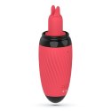 Stymulator z ssaniem i wibrującymi językami Crushious Scarlet USB