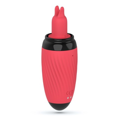 Stymulator z ssaniem i wibrującymi językami Crushious Scarlet USB