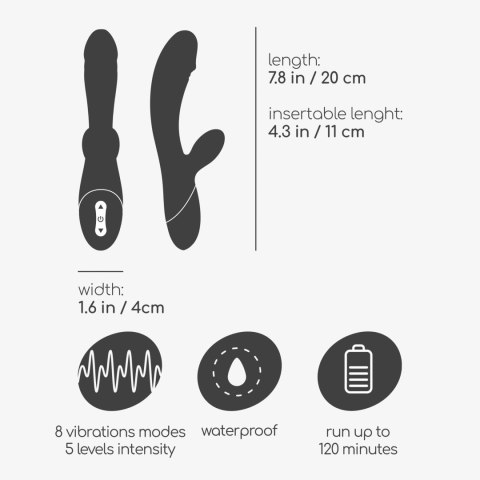 Wibrator króliczek Crushious Dare Dong silikonowy USB 20 cm