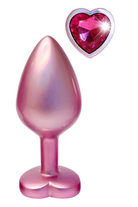 Korek analny Gleaming Love aluminium perłowy różowy medium