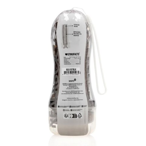 Masturbator teksturowany RealRock TPE czarny 21 cm