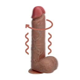 Realistyczny wibrator rotujący z jądrami RealRock beżowy 20,5 cm