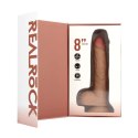 Realistyczny wibrator rotujący z jądrami RealRock beżowy 20,5 cm