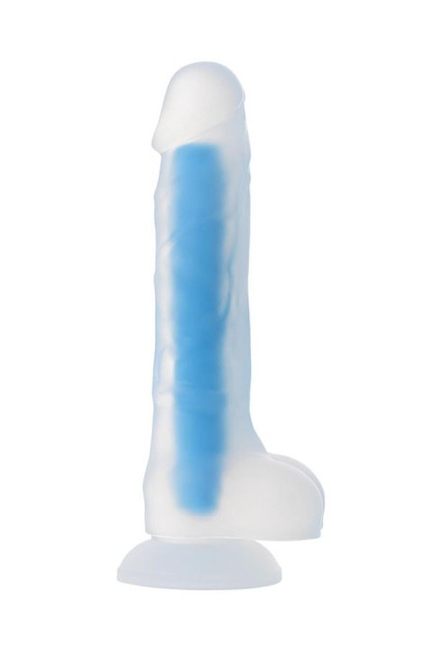 Dildo Matt Glow świecące w ciemności niebieskie 18 cm