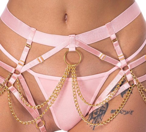 Bad Kitty Różowa Uprząż String z Łańcuszkami S L