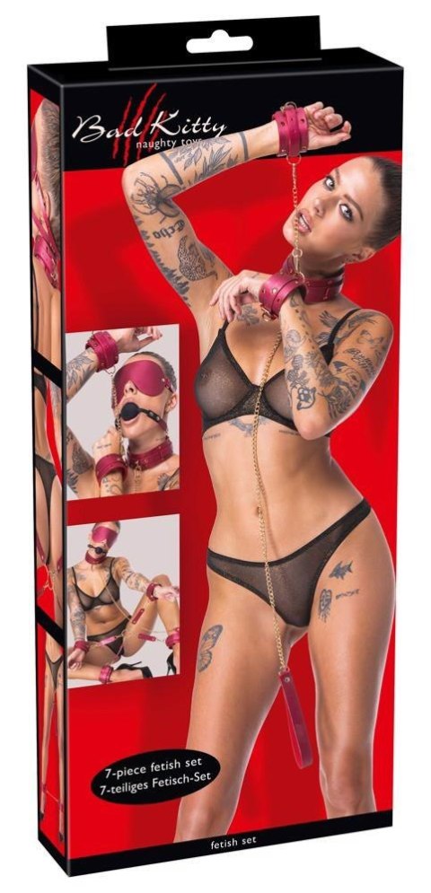 Zestaw bondage Bad Kitty różowy z kryształkami