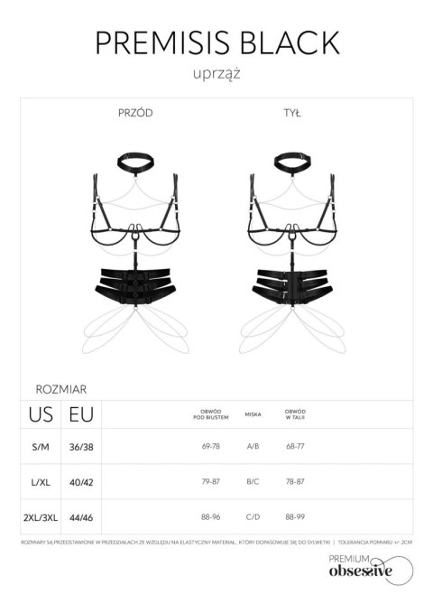 Uprząż Premisis Black Obsessive z fiszbinami S/M/L