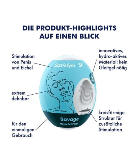 Jajko masturbator hydroaktywne Satisfyer Savage jasnoniebieskie