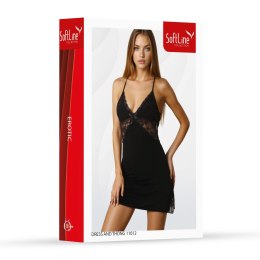 Koronkowy zestaw sukienki i stringów SoftLine 11012 czarny XL