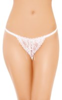 Koronkowe białe stringi z rozcięciem SoftLine 2250 S/L