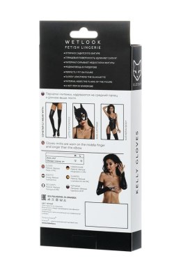 Błyszczące Mitenki Wetlook za Łokieć Glossy Czarne M