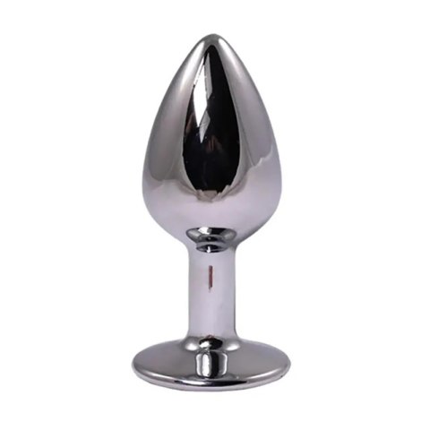 Duży srebrny korek analny z czerwonym diamentem Fantasy 9 cm