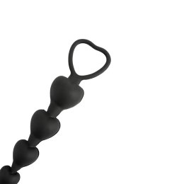 Koraliki analne Fantasy serduszka silikonowe czarne 18 cm