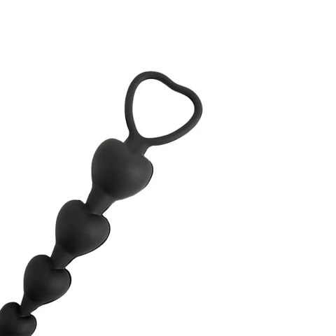 Koraliki analne Fantasy serduszka silikonowe czarne 18 cm